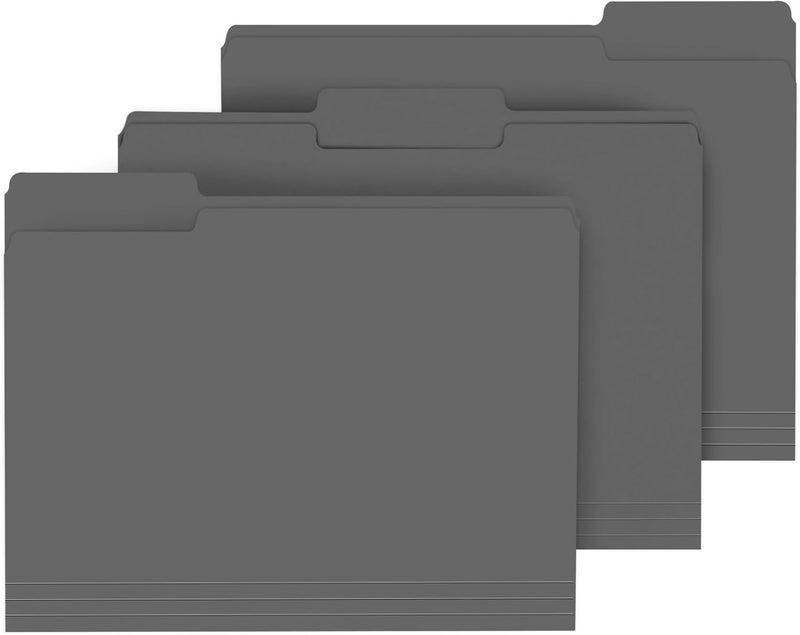 PANDRI File Folder, 120 Pack File Folder, 1/3 Cut Tab, Letter Size, Filing Folder for Office School Business, Dark Gray - Image 1